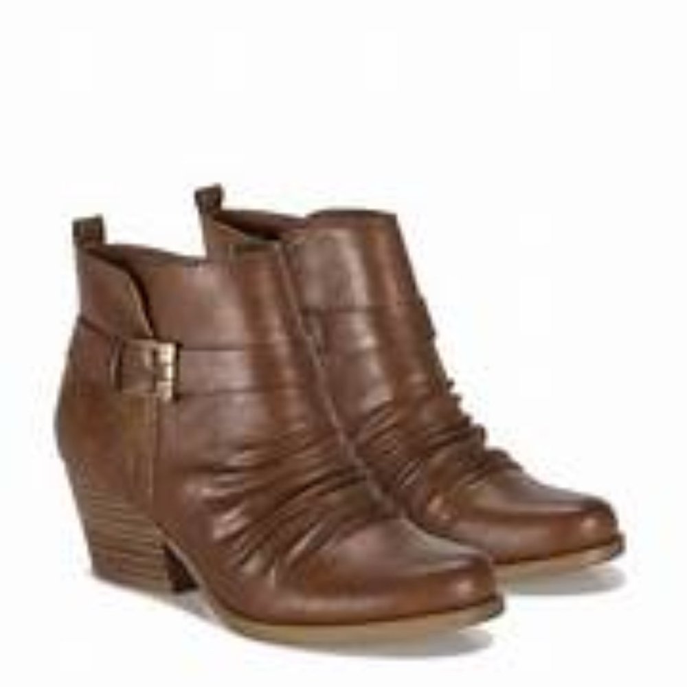 BareTraps Rebel Brown Bootie (Cognac) Block Heel 2.5" Side Zipper Size 6M